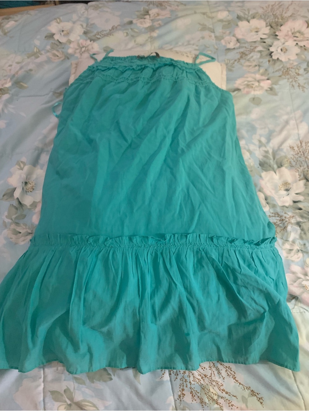 LOFT Turquoise Strapless Ruffle Dress